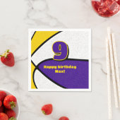 紫の金ゴールドバスケットボール女の子の男の子スポーツパーティー スタンダードカクテルナプキン (インサイチュ)