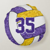 紫の金ゴールドバレーボールの部屋の装飾 ラウンドクッション (裏面)