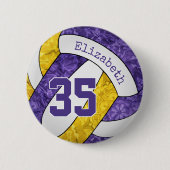 紫の金ゴールドバレーボールチームの色 缶バッジ (正面)