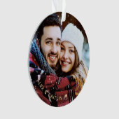 紫の金ゴールドパーソナライズされた初めてのクリスマス写真 オーナメント (正面)