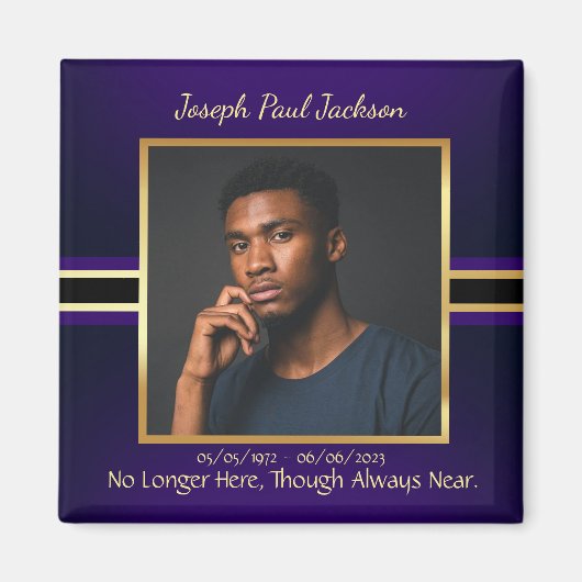 紫の金ゴールドフォトメモリアル マグネット (正面)