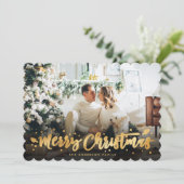 紫の金ゴールドフォトメリークリスマスカード シーズンカード (スタンド正面)