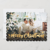 紫の金ゴールドフォトメリークリスマスカード シーズンカード (正面)