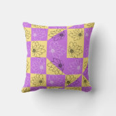 紫の金ゴールドフラワーシームレスチェッカーボードパターン クッション (裏面)