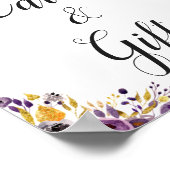 紫の金ゴールドフローラカードとギフトのサイン ポスター (角)