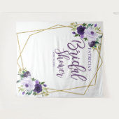 紫の金ゴールドフローラブライダルシャワー背景 タペストリー (正面(横))