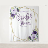 紫の金ゴールドフローラブライダルシャワー背景 タペストリー (正面)
