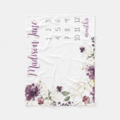 紫の金ゴールドフローラベビーマイルストーンブランケットガール フリースブランケット (正面)