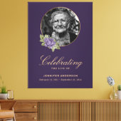 紫の金ゴールドフローラ写真葬式ウェルカムサイン キャンバスプリント (インサイチュ (リビング))