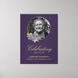 紫の金ゴールドフローラ写真葬式ウェルカムサイン キャンバスプリント