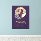 紫の金ゴールドフローラ葬式ウェルカムサイン キャンバスプリント (インサイチュ (ウッドフロア))