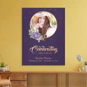 紫の金ゴールドフローラ葬式ウェルカムサイン キャンバスプリント (インサイチュ (リビング))