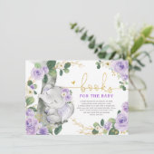 紫の金ゴールドフローラ象の書籍ベビーガール エンクロージャーカード (スタンド正面)