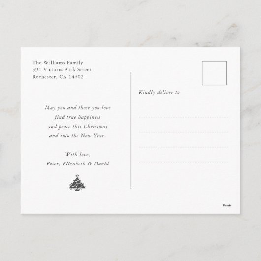 紫の金ゴールドメリーと明るい シーズンポストカード (裏面)