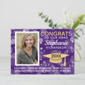 紫の金ゴールドモダン《写真》ぼけ味バブル写真卒業 招待状 (スタンド正面)