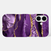 紫の金ゴールド大理石iPhoneケースと名前をカスタムする Case-Mate iPhoneケース (裏面 (横))