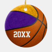 紫の金ゴールド女子バスケットボールチーム記念 セラミックオーナメント (裏面)