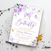 紫の金ゴールド小さな蝶のフローラ赤ちゃんシャワー