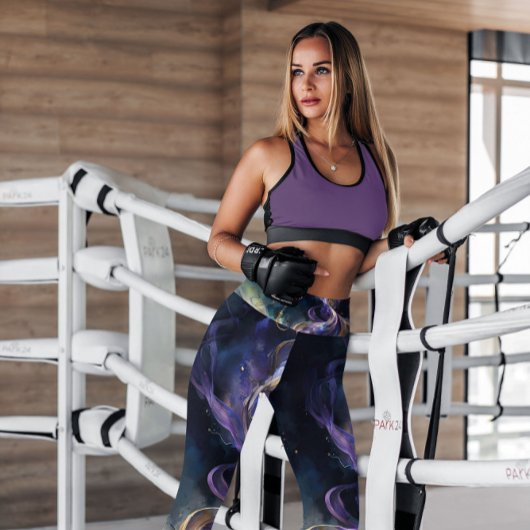 紫の金ゴールド抽象芸術パターン（の模様が）ある煙 |レギンス レギンス