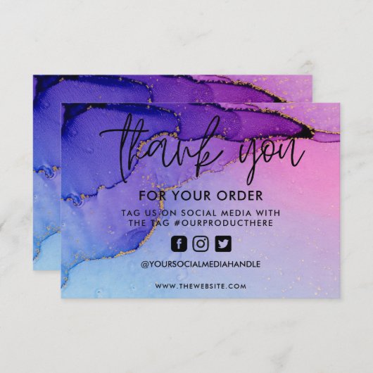 紫の金ゴールド抽象芸術水彩メディア挿入 (正面/裏面)