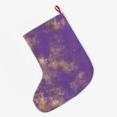 紫の金ゴールド抽象芸術 ラージクリスマスストッキング (裏面 (吊り時))