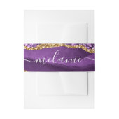 紫の金ゴールド招待状用帯と名前をカスタムする 招待状ベリーバンド (正面例)