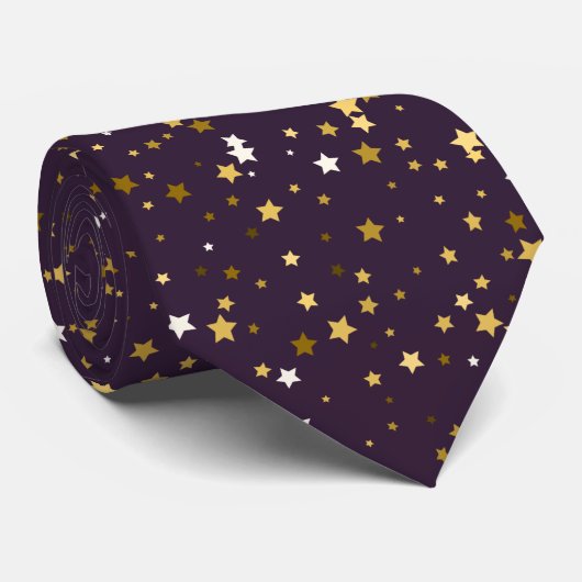 紫の金ゴールド星型作品,卒業,贈り物 ネクタイ (ロール)