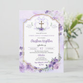 紫の金ゴールド水色クレスト最初の聖体 招待状 (スタンド正面)