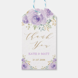 紫の金ゴールド水色フローラ結婚式パーティーの好意 ギフトタグ