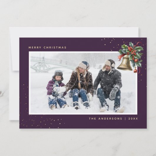 紫の金ゴールド水色ホリーベル写真 シーズンカード (正面)