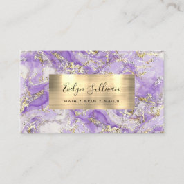紫の金ゴールド流体の大理石 名刺