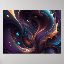 紫の金ゴールド渦巻きポスタープリント ポスター