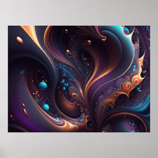 紫の金ゴールド渦巻きポスタープリント ポスター (正面)
