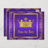 紫の金ゴールド王室のクラウン日付の保存 案内ポストカード (正面/裏面)