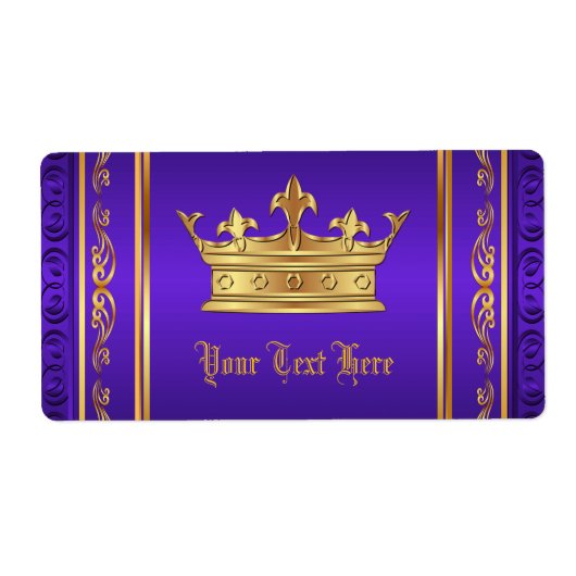 紫の金ゴールド王室のクラウン水瓶ラベル ラベル (正面)