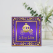 紫の金ゴールド王室の誕生日シャワー企業のパーティー 招待状 (スタンド正面)