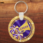 紫の金ゴールド白パーソナライズされた、応援分隊の贈物、 キーホルダー (裏面)