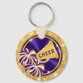 紫の金ゴールド白パーソナライズされた、応援分隊の贈物、 キーホルダー (裏面)