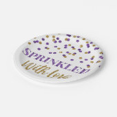 紫の金ゴールド紙吹雪に愛を ペーパープレート (アングル)
