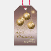紫の金ゴールド紙吹雪クリスマス球根 ギフトタグ (正面)