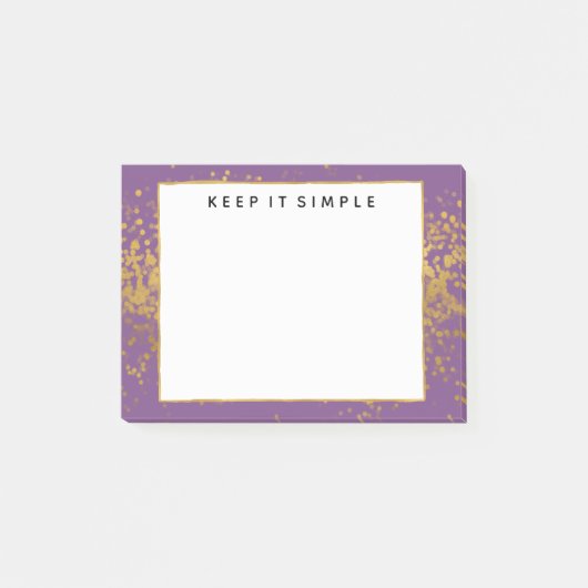 紫の金ゴールド紙吹雪点 ポストイット (正面)