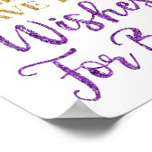 紫の金ゴールド紙吹雪赤ちゃんシャワーの願いベビー ポスター (角)