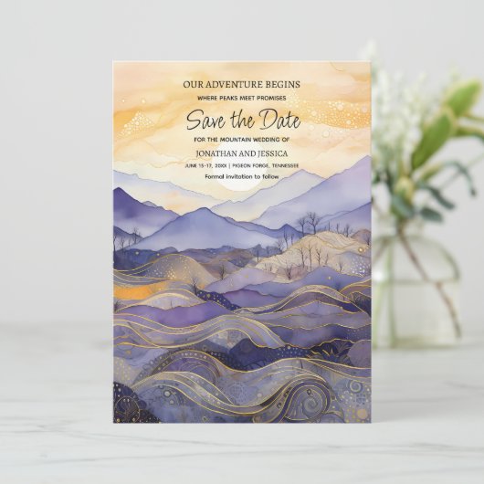 紫の金ゴールド結婚山の写真救の日付 セーブザデート (スタンド正面)