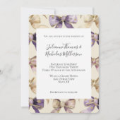 紫の金ゴールド結婚湾曲形 招待状 (正面)