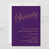 紫の金ゴールド脚本70歳の誕生日 招待状 (正面)