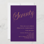 紫の金ゴールド脚本70歳の誕生日 招待状 (正面)