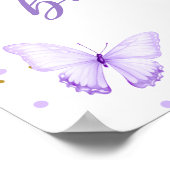 紫の金ゴールド蝶フローラ推測ベビー食品 ポスター (角)