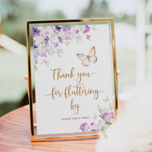 紫の金ゴールド蝶Thank you flutering by ポスター