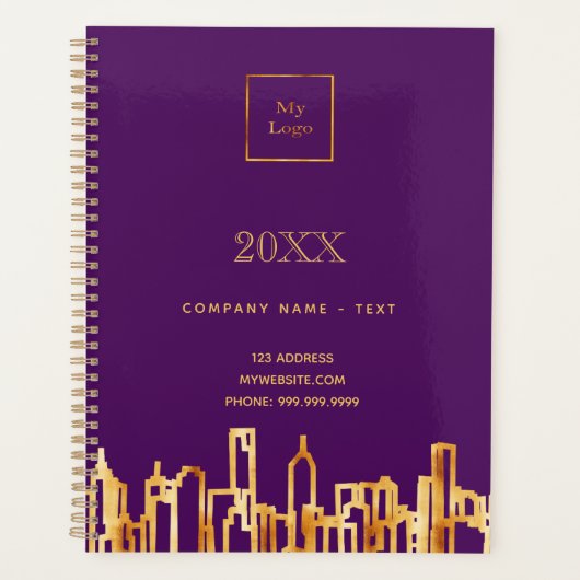 紫の金ゴールド都市スカイラインビジネスロゴ2026 プランナー手帳 (正面)