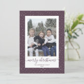 紫の金ゴールド雪の写真メリークリスマスカード シーズンカード (スタンド正面)